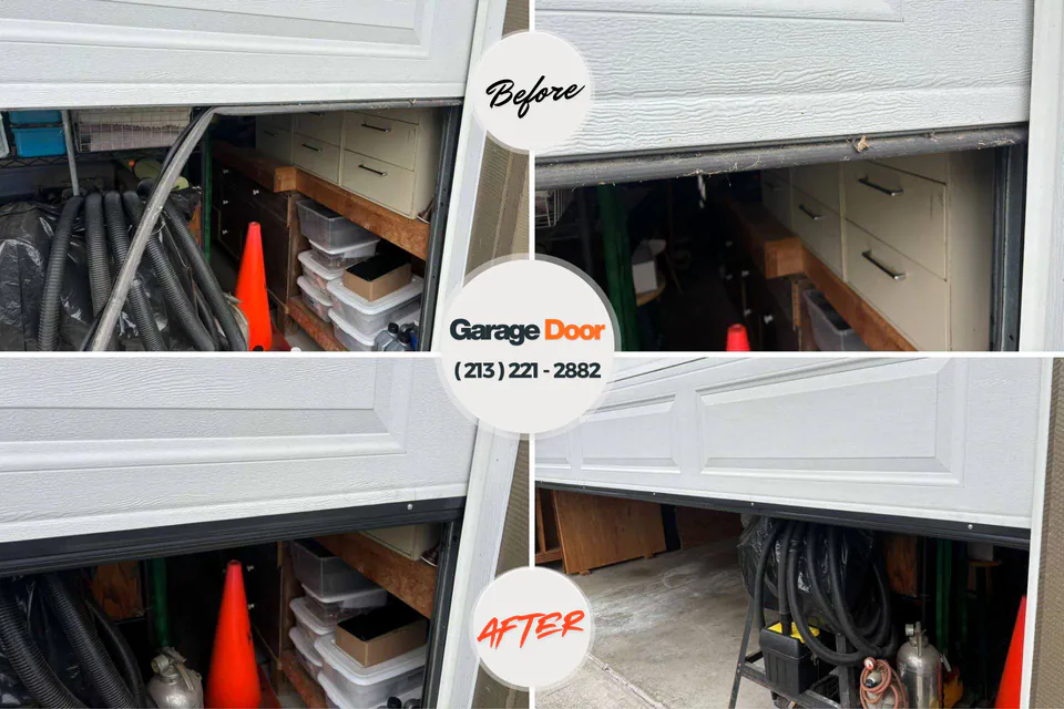 Before and after: garage door repair Circle D-KC Estates, TX